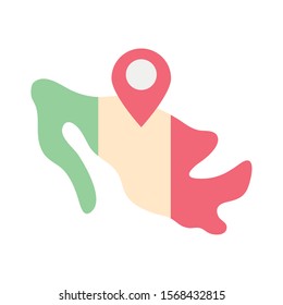 mexican map with pin location fill style icon vector illustration design