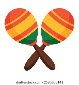 Mexican maraca icon. Traditional percussion instrument with vibrant design. Perfect for cultural, festive, or music themed illustrations. Vector illustration.