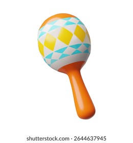 Ícone de vetor de estilo plástico mexicano maracas 3D. Desenho animado renderizar instrumento musical, chocalho musical brilhante, instrumento de percussão. Colorido shaker rumba hispânico decorado com ornamentos isolados