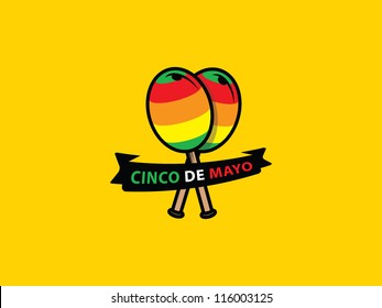 Mexican Maracas with Cinco De Mayo Banner.