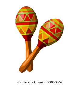 Mexican maracas icon in cartoon style isolated on white background. Mexico country symbol stock vector illustration.