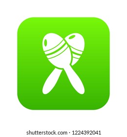 Mexican maracas icon green vector isolated on white background