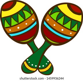 Mexican maracas, illustration, vector on white background.
