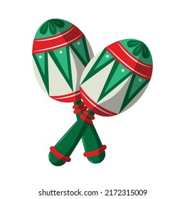 mexican maracas instrument icon isolated