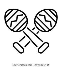 Mexican maracas rattles, line style icon