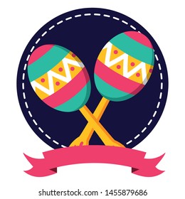 mexican maracas traditional instrument icon vector illustration design