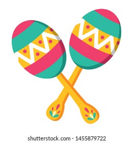 mexican maracas traditional instrument icon vector illustration design