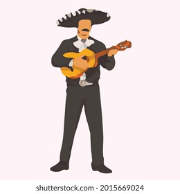  Mexican mariachi character cartoon vector art