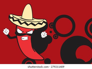 mexican mariachi chilli cartoon background in vector format very easy to edit