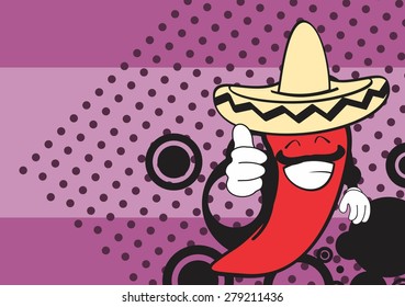 mexican mariachi chilli cartoon background in vector format very easy to edit