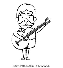 Mexican mariachi with guitar avatar character