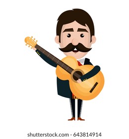 Mexican mariachi with guitar avatar character