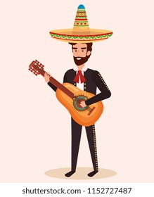 mexican mariachi with guitar character