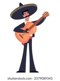 mexican mariachi with guitar illustration