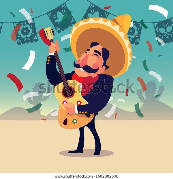 Mexican Mariachi Guitar Typical Musical Instrument Stock Vector ...