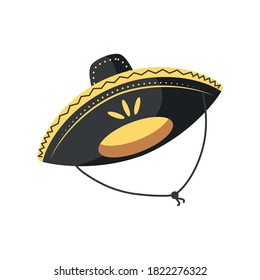 Mexican mariachi hat detailed style icon design, Mexico culture theme Vector illustration