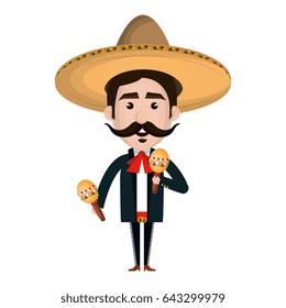 Mexican mariachi with maracas avatar character