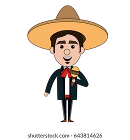 Mexican mariachi with maracas avatar character