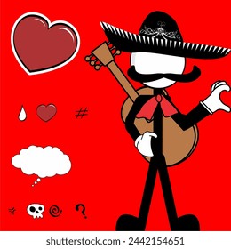 mexican mariachi pictogram cartoon love heart hand pack collection in vector format