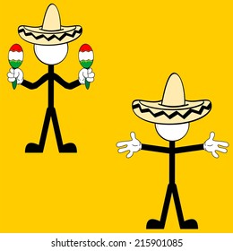 mexican mariachi pictogram cartoon set in vector format