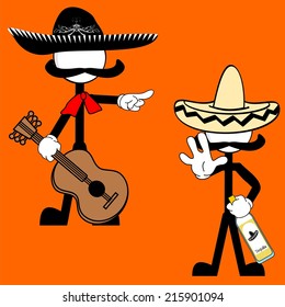 mexican mariachi pictogram cartoon set in vector format