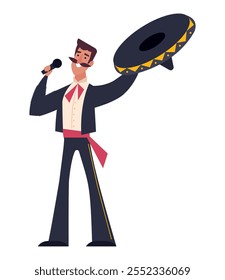 Diseño aislado del cantante mexicano del mariachi