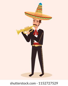 mexican mariachi with trumpet character