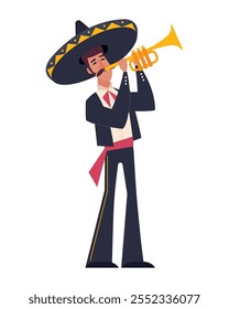 Mariachi mexicano con trompeta aislada