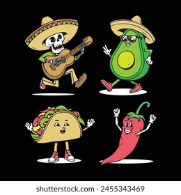 mexican mascot character cheerful illustration