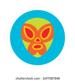 mexican mask of fighter block and flat style icon vector illustration design