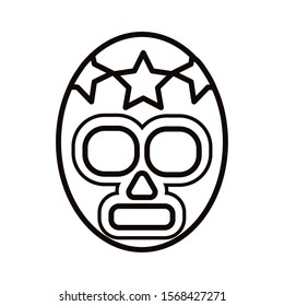 mexican mask of fighter fill style icon vector illustration design