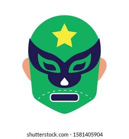 mexican mask of fighter fill style icon vector illustration design