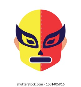 mexican mask of fighter fill style icon vector illustration design