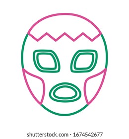 mexican mask of fighter line style icon vector illustration design