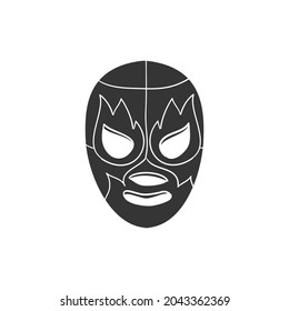 Mexican Mask Icon Silhouette Illustration. Fighter Vector Graphic Pictogram Symbol Clip Art. Doodle Sketch Black Sign.