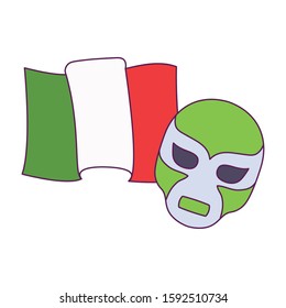 Mexican mask and map design, Mexico culture tourism landmark latin and party theme Vector illustration