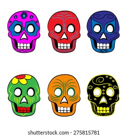 Mexican masks for holiday on a white background