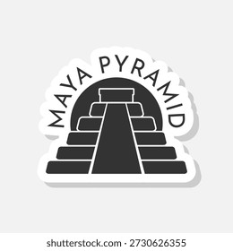 mexikanische Maya-Pyramide, flacher Symbolaufkleber einzeln auf grauem Hintergrund