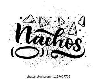 Mexican Menu lettering with traditional food names Guacamole, Enchilada, Tacos, Nachos and more. Vector vintage illustration on white background. Vector