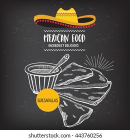 Mexican menu placemat food restaurant, menu template design. Vintage creative dinner brochure with hand-drawn graphic. Vector food menu flyer. 
