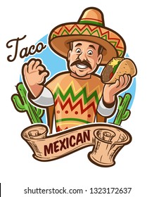 mexican menu with taco and chef