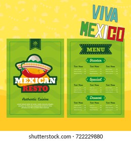 Mexican Menu Template With Typical Elements