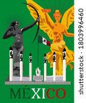 
Mexican monuments Diana the huntress, Angel of Independence, monument of Boys heroes of Chapultepec illustration 