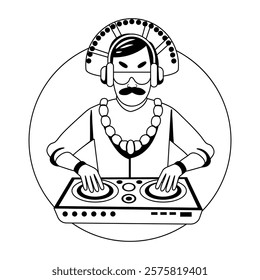 Mexican music mixer illustration in glyph style 