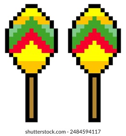 Mexican musical instrument Maracas in pixel art style