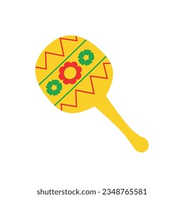 mexican musical instrument maracas in yellow color