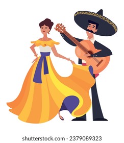 mexican musician couple illustration design