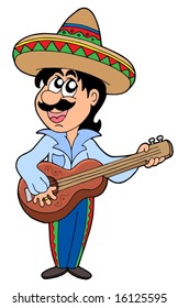 Mexican musician with guitar - vector illustration.