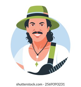 Mexican musician illustration in flat style 