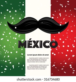 Mexican Mustache Tricolor Confetti Cut Out Paper Composition